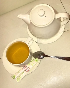 Green tea cup with white aesthetic 